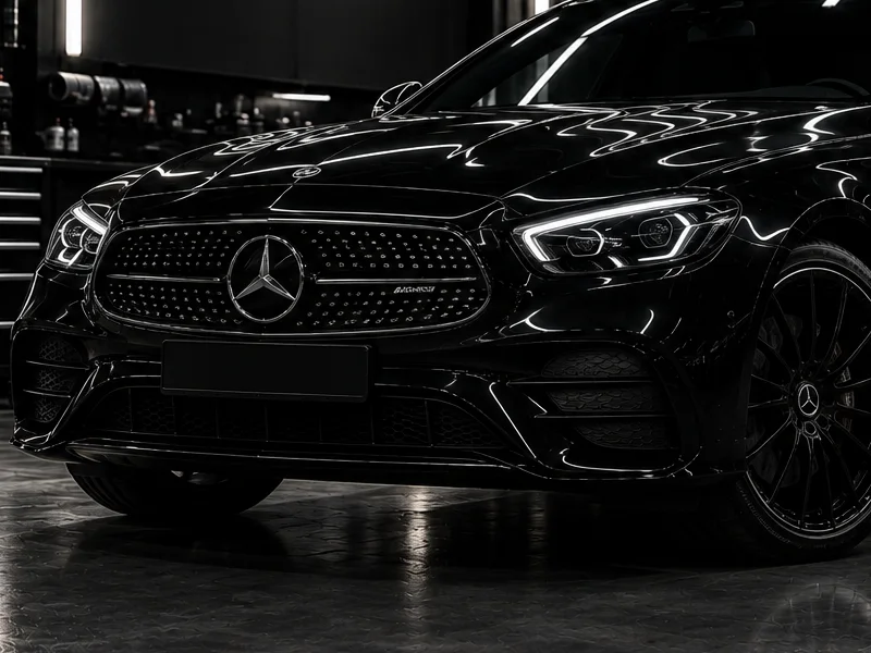 Передняя часть чёрного Mercedes-Benz E-Class W213
